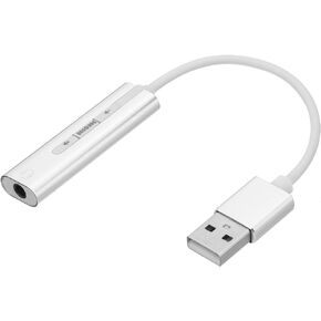 MECCANIXITY USB to 3.5mm Audio Sound Card Adapter Support HI-FI 7.1 Channel Silver