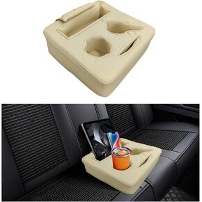 Kewucn Car Back Seat Organizer, Leather Couch Cup Holder Tray, Waterproof Sofa Cup Holder Pillow to Store Drink Snack Phone, Universal Auto Cup Holder for Car, RV, Sofa, Bed (Beige) in Kuwait
