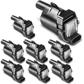 A-Premium Set of 8 Round Ignition Coil Pack Compatible with Chevy GMC - Silverado 1500 2500, Tahoe, Suburban, Express, Sierra, Savana, Yukon XL, Escalade - V8 4.8L 5.3L 6.0L