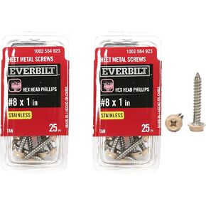Everbilt 50 قطعة 8 × 1 بوصة. براغي معدنية من صفائح الفولاذ المقاوم للصدأ، رأس غسالة سداسية باللون البني فيليبس براغي معدنية ذاتية التنصت في صناديق مريحة وقابلة لإعادة الاستخدام، فضية 8 × 1 بوصة. مسامير معدنية صفائحية 50 قطعة in Kuwait