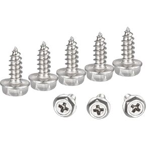uxcell Phillips Hex Washer Self Tapping Screws, M5 x 16mm 304 Stainless Steel Hex Flange Sheet Metal Screw 100pcs