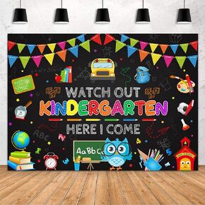 MEHOFOND 7x5ft Kindergarten Back to School Backdrop Watch Out Here I Come First Day of School Preschool Photography Background Kids Classroom Party Decorations Supplies Banner Photo Booth Props