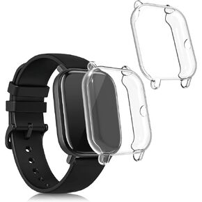 kwmobile Case Compatible with Huami Amazfit GTS 2 Mini Case - 2X TPU Silicone Fitness Tracker Cover - Black