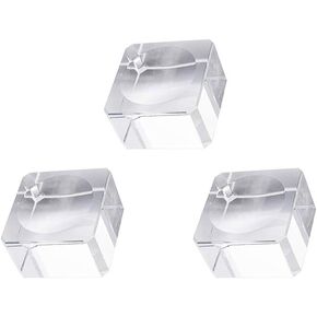 Clear Square Crystal Display Stand, Crystal Ball Display Stand, Sphere Display Stand, Crystal Ball Base for Display 30 mm to 90 mm Crystal Balls, Lensball, Marbles, Sphere, Globe/ Pack of 3 (2.5CM)