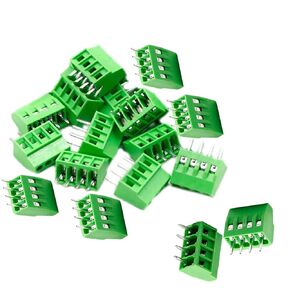 (15pcs) 2.54mm Pitch 4-Pin PCB Screw Terminal Block Connector, Rated 150V 6A Green PCB Terminal Block
