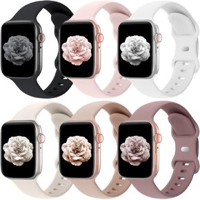 Acrbiutu 6 Pack Bands Compatible with Apple Watch 38mm 40mm 41mm 42mm 44mm 45mm 49mm, Soft Replacement Silicone Sport Strap Wristbands for iWatch Series Ultra/Ultra 2 9/8/7/6/5/4/3/2/1 SE Women Men