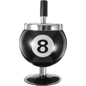 ARTIBETTER Fashional Push Down Cigarette Ashtray No. 8 Billiards Ball Ashtray Without Base Metal Smoking Ash Tray for Indoor or Outdoor Use (Black)