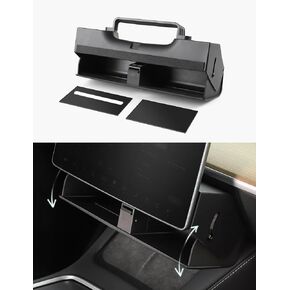 TPARTS Hidden Magnetic (Under Screen) Storage Box for Model 3/Y Center Console Organizer Behind Screen Tray Dashboard Organizer Vehicle Tissue Holder (Model 3/Y)