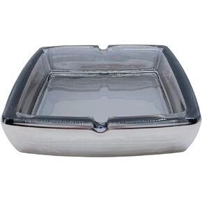 AnRui Crystal Glass Ashtray Classic Square Ashtray for Cigar Cigarettes Ash Tray Outdoor Indoor Tabletop Decoration for Home Office Bar Restaurant Cafe, Black & Grey