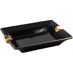 Ceramic Ashtray, Square European Ashtray Creative Personality Ashtray Indoor Outdoor Use for Living Room Coffee Home Office Table (Color : Black, Size : S)
