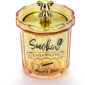 صينية سجائر زجاجية في الهواء الطلق، منفضة سجائر مع غطاء مقاوم للرائحة للسجائر، منافض سجائر بدون دخان للفناء الخارجي والمنزل والمكتب والشرفة الداخلية، حامل رماد للمدخنين (فضي) in Kuwait