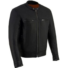 Milwaukee Leather MLM1551 Men's Black Cool-Tec Leather Sporty Lightweight Scooter Style Motorcycle Jacket w/Liner