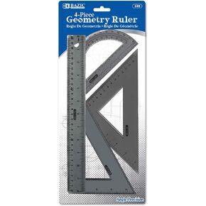 BAZIC 4-Piece Geometry Ruler Combination Sets