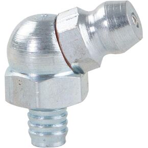 3/16" 65.0° Head Angle, Drive (Push-In) Grease Fitting, Zinc-Plated Steel, 45/64"L, 5000 psi, PK10-1 Each