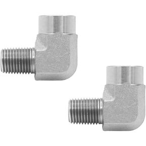(2-PACK) 5502-02-02 تركيب محول خرطوم هيدروليكي 1/8 بوصة ذكر (1/8-27 NPTF) × 1/8 بوصة أنثى (1/8-27 NPTF) 90 درجة كوع الشارع SAE وصلات الأنابيب موصل الكربون فُولاَذ