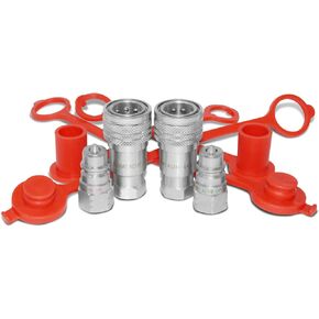 1/4" Ag ISO 5675 Hydraulic Quick Connect Pioneer Style Couplers, 1/4" NPT Thread, 2 Sets