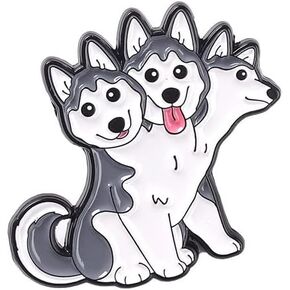 Siberian Husky Alaskan Malamute Dog 3-Mood Happy Smile Sad Enamel Brooch Pin for Owner Veterinary
