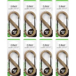 Nite Ize S-Biner Plastic Dual Carabiner - Size 4 - Coyote - 8 Count (8 Pack)