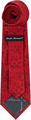 Jacob Alexander Men's Red Floral Roses Flowers Design Regular Length Neck Tie - Red in Saudi Arabia