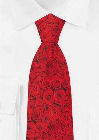 Jacob Alexander Men's Red Floral Roses Flowers Design Regular Length Neck Tie - Red in Saudi Arabia