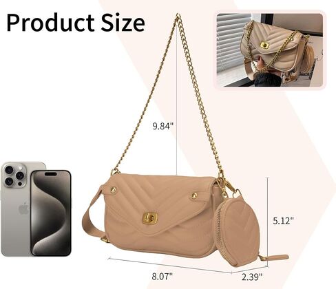 حقائب كروس مبطنة للنساء، حقيبة كتف عصرية، حقيبة يد صغيرة مع محفظة للعملات المعدنية in Kuwait