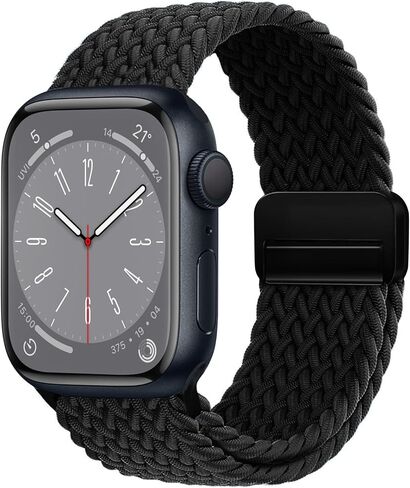 Stretchy Braided Sport Loop Compatible with Apple Watch Band Series 9 8 7 6 5 4 3 38mm 40mm 41mm 42mm 44mm 45mm 49mm for Women Men, Magnetic Buckle Nylon Elastic Strap for iWatch SE/Ultra 1/2 in Saudi Arabia