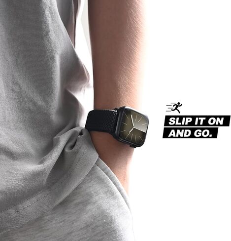 Stretchy Braided Sport Loop Compatible with Apple Watch Band Series 9 8 7 6 5 4 3 38mm 40mm 41mm 42mm 44mm 45mm 49mm for Women Men, Magnetic Buckle Nylon Elastic Strap for iWatch SE/Ultra 1/2 in Saudi Arabia
