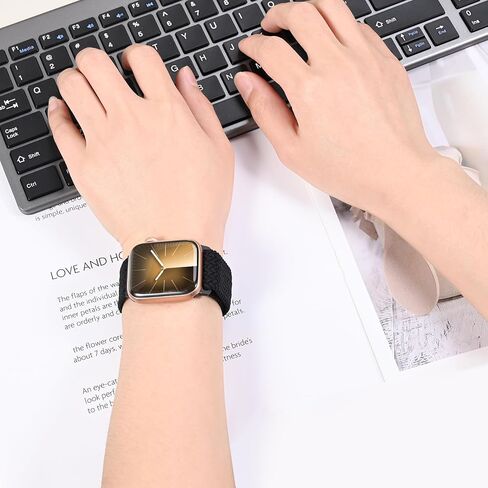 Stretchy Braided Sport Loop Compatible with Apple Watch Band Series 9 8 7 6 5 4 3 38mm 40mm 41mm 42mm 44mm 45mm 49mm for Women Men, Magnetic Buckle Nylon Elastic Strap for iWatch SE/Ultra 1/2 in Saudi Arabia