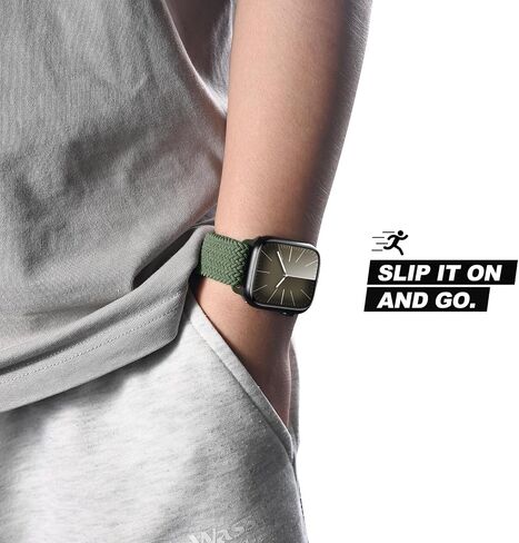 Stretchy Braided Sport Loop Compatible with Apple Watch Band Series 9 8 7 6 5 4 3 38mm 40mm 41mm 42mm 44mm 45mm 49mm for Women Men, Magnetic Buckle Nylon Elastic Strap for iWatch SE/Ultra 1/2 in Saudi Arabia