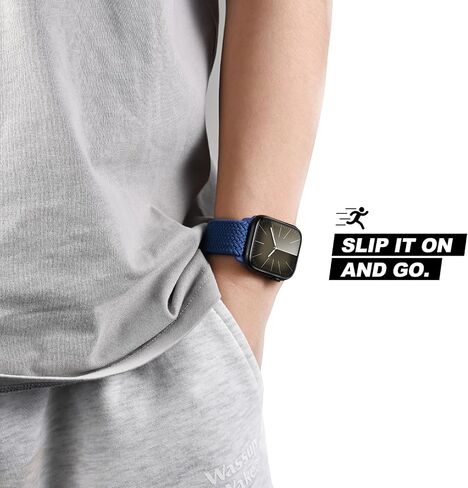 Stretchy Braided Sport Loop Compatible with Apple Watch Band Series 9 8 7 6 5 4 3 38mm 40mm 41mm 42mm 44mm 45mm 49mm for Women Men, Magnetic Buckle Nylon Elastic Strap for iWatch SE/Ultra 1/2 in Saudi Arabia