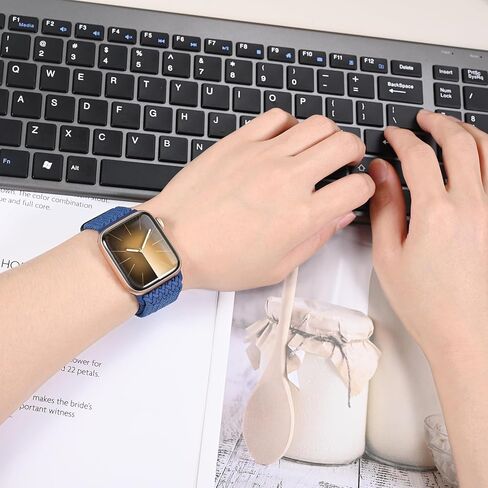 Stretchy Braided Sport Loop Compatible with Apple Watch Band Series 9 8 7 6 5 4 3 38mm 40mm 41mm 42mm 44mm 45mm 49mm for Women Men, Magnetic Buckle Nylon Elastic Strap for iWatch SE/Ultra 1/2 in Saudi Arabia