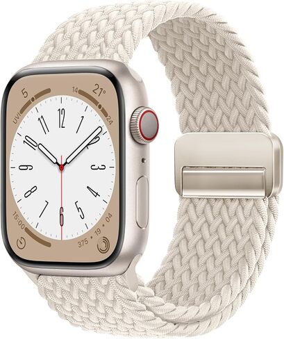 Stretchy Braided Sport Loop Compatible with Apple Watch Band Series 9 8 7 6 5 4 3 38mm 40mm 41mm 42mm 44mm 45mm 49mm for Women Men, Magnetic Buckle Nylon Elastic Strap for iWatch SE/Ultra 1/2 in Saudi Arabia