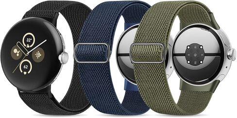 Stretchy Nylon Bands Compatible with Google Pixel Watch 2 Band/Pixel Watch Band - Upgraded Stainless Steel Lugs - Adjustable Elastic Braided Replacement Sport Loop Straps for Women and Men in Saudi Arabia