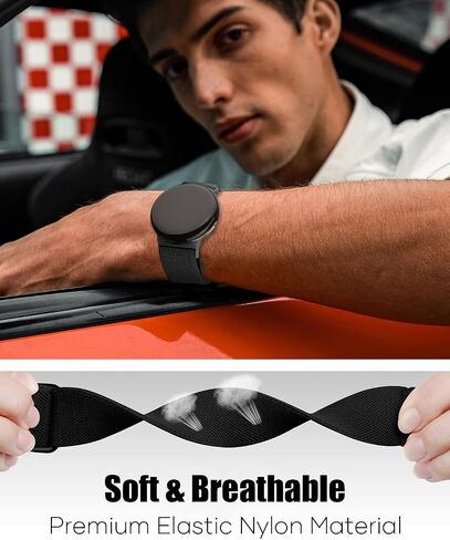 Stretchy Nylon Bands Compatible with Google Pixel Watch 2 Band/Pixel Watch Band - Upgraded Stainless Steel Lugs - Adjustable Elastic Braided Replacement Sport Loop Straps for Women and Men in Saudi Arabia