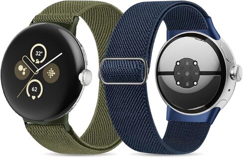 Stretchy Nylon Bands Compatible with Google Pixel Watch 2 Band/Pixel Watch Band - Upgraded Stainless Steel Lugs - Adjustable Elastic Braided Replacement Sport Loop Straps for Women and Men in Saudi Arabia