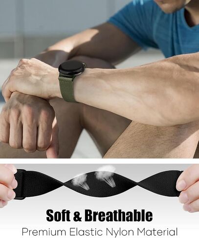 Stretchy Nylon Bands Compatible with Google Pixel Watch 2 Band/Pixel Watch Band - Upgraded Stainless Steel Lugs - Adjustable Elastic Braided Replacement Sport Loop Straps for Women and Men in Saudi Arabia