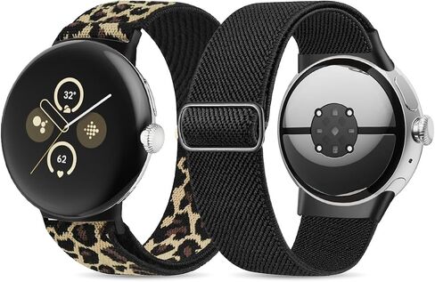 Stretchy Nylon Bands Compatible with Google Pixel Watch 2 Band/Pixel Watch Band - Upgraded Stainless Steel Lugs - Adjustable Elastic Braided Replacement Sport Loop Straps for Women and Men in Saudi Arabia