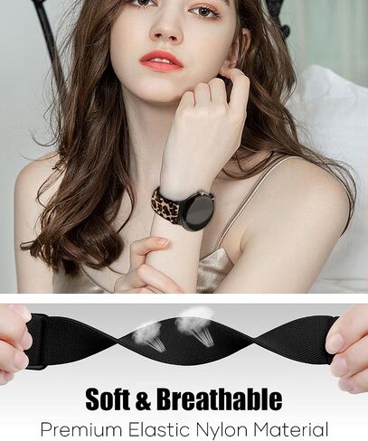 Stretchy Nylon Bands Compatible with Google Pixel Watch 2 Band/Pixel Watch Band - Upgraded Stainless Steel Lugs - Adjustable Elastic Braided Replacement Sport Loop Straps for Women and Men in Saudi Arabia