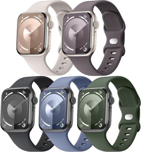5 عبوات من أساور السيليكون الناعمة - متوافقة مع Apple Watch Ultra 2 وUltra Band 49 مم 45 مم 44 مم 42 مم 41 مم 40 مم 38 مم للرجال والنساء، حزام رياضي مسامي لسلسلة Ultra 2 iWatch 9 8 7 6 SE 5 4 3 2 in Saudi Arabia
