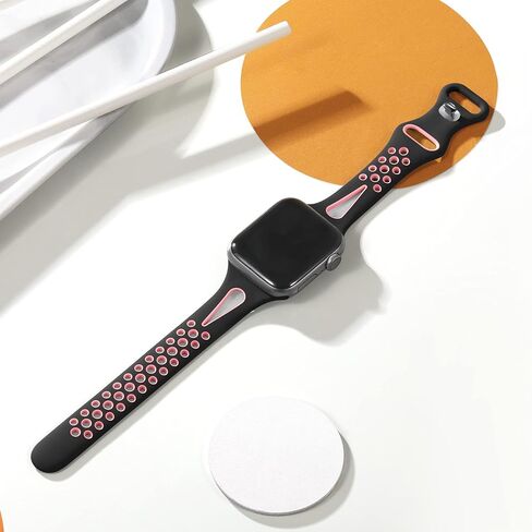 Getino Compatible with Apple Watch Band 40mm 38mm 41mm 42m 44mm 45mm 49mm for Women Men iwatch SE Ultra Series 9 8 7 6 5 4 3 2 1, Stylish Durable Breathable Soft Silicone Slim Sport Replacement Bands in Saudi Arabia
