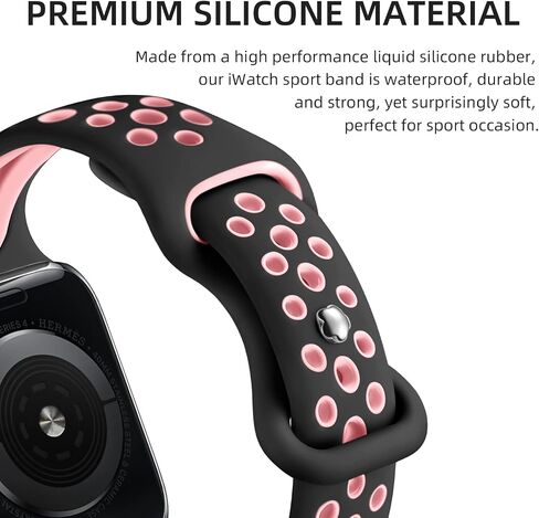 Getino Compatible with Apple Watch Band 40mm 38mm 41mm 42m 44mm 45mm 49mm for Women Men iwatch SE Ultra Series 9 8 7 6 5 4 3 2 1, Stylish Durable Breathable Soft Silicone Slim Sport Replacement Bands in Saudi Arabia