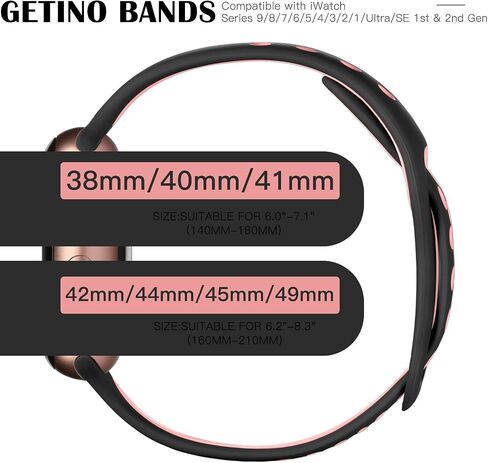 Getino Compatible with Apple Watch Band 40mm 38mm 41mm 42m 44mm 45mm 49mm for Women Men iwatch SE Ultra Series 9 8 7 6 5 4 3 2 1, Stylish Durable Breathable Soft Silicone Slim Sport Replacement Bands in Saudi Arabia