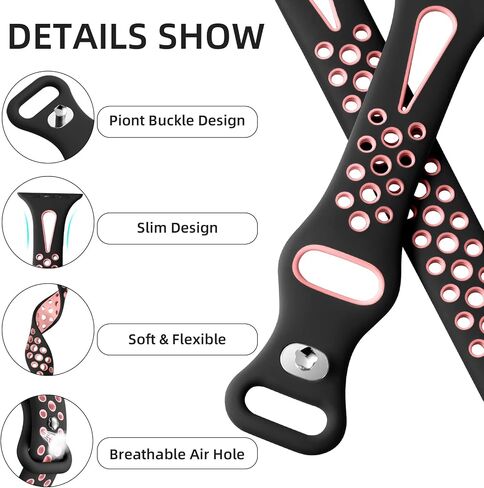 Getino Compatible with Apple Watch Band 40mm 38mm 41mm 42m 44mm 45mm 49mm for Women Men iwatch SE Ultra Series 9 8 7 6 5 4 3 2 1, Stylish Durable Breathable Soft Silicone Slim Sport Replacement Bands in Saudi Arabia