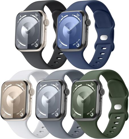 5 عبوات من أساور السيليكون الناعمة - متوافقة مع Apple Watch Ultra 2 وUltra Band 49 مم 45 مم 44 مم 42 مم 41 مم 40 مم 38 مم للرجال والنساء، حزام رياضي مسامي لسلسلة Ultra 2 iWatch 9 8 7 6 SE 5 4 3 2 in Saudi Arabia