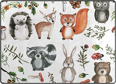 سجاد فانتاسو الإسفنجي الناعم لغرف الأطفال لطيف وحيوانات الغابات غير قابل للانزلاق للأطفال الأولاد والبنات وغرفة اللعب وغرفة المعيشة مقاس 80 × 58 بوصة in Kuwait