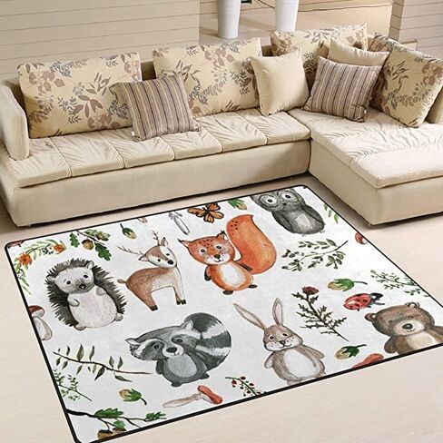 سجاد فانتاسو الإسفنجي الناعم لغرف الأطفال لطيف وحيوانات الغابات غير قابل للانزلاق للأطفال الأولاد والبنات وغرفة اللعب وغرفة المعيشة مقاس 80 × 58 بوصة in Kuwait