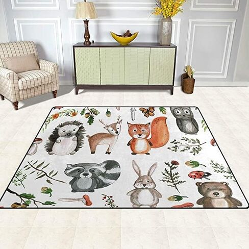 سجاد فانتاسو الإسفنجي الناعم لغرف الأطفال لطيف وحيوانات الغابات غير قابل للانزلاق للأطفال الأولاد والبنات وغرفة اللعب وغرفة المعيشة مقاس 80 × 58 بوصة in Kuwait