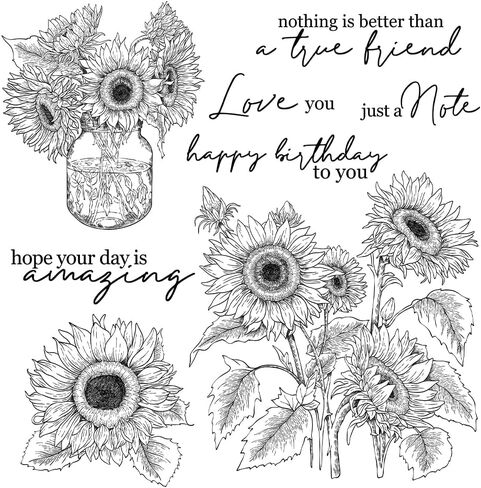 Spring Series Blooming Sunflowers Sunshine Clear Stamps and Dies Set for Card Making DIY Scrapbooking Clear Stamps Metal Cutting Dies for Paper Albums Crafts Decor in Saudi Arabia