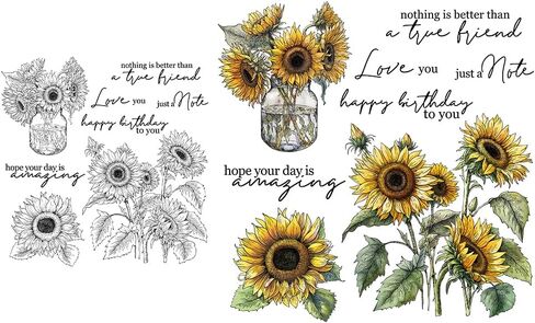 Spring Series Blooming Sunflowers Sunshine Clear Stamps and Dies Set for Card Making DIY Scrapbooking Clear Stamps Metal Cutting Dies for Paper Albums Crafts Decor in Saudi Arabia