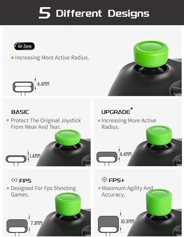 ELETIUO 5 Pairs/10 Pcs Thumb Grips Set for Xbox Series X/S,Xbox One,Xbox One X/S Controller,Anti-Slip Silicone Joystick Cap with 5 Designs, Custom Analog Thumbsticks Cover,Green in Saudi Arabia